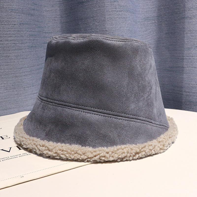 Шляпа Женская Осенне-зимняя Ins Замшевая Шляпа-ведёрко в корейском стиле Универсальная Теплая шляпа-панама из овечьей шерсти Мужская
