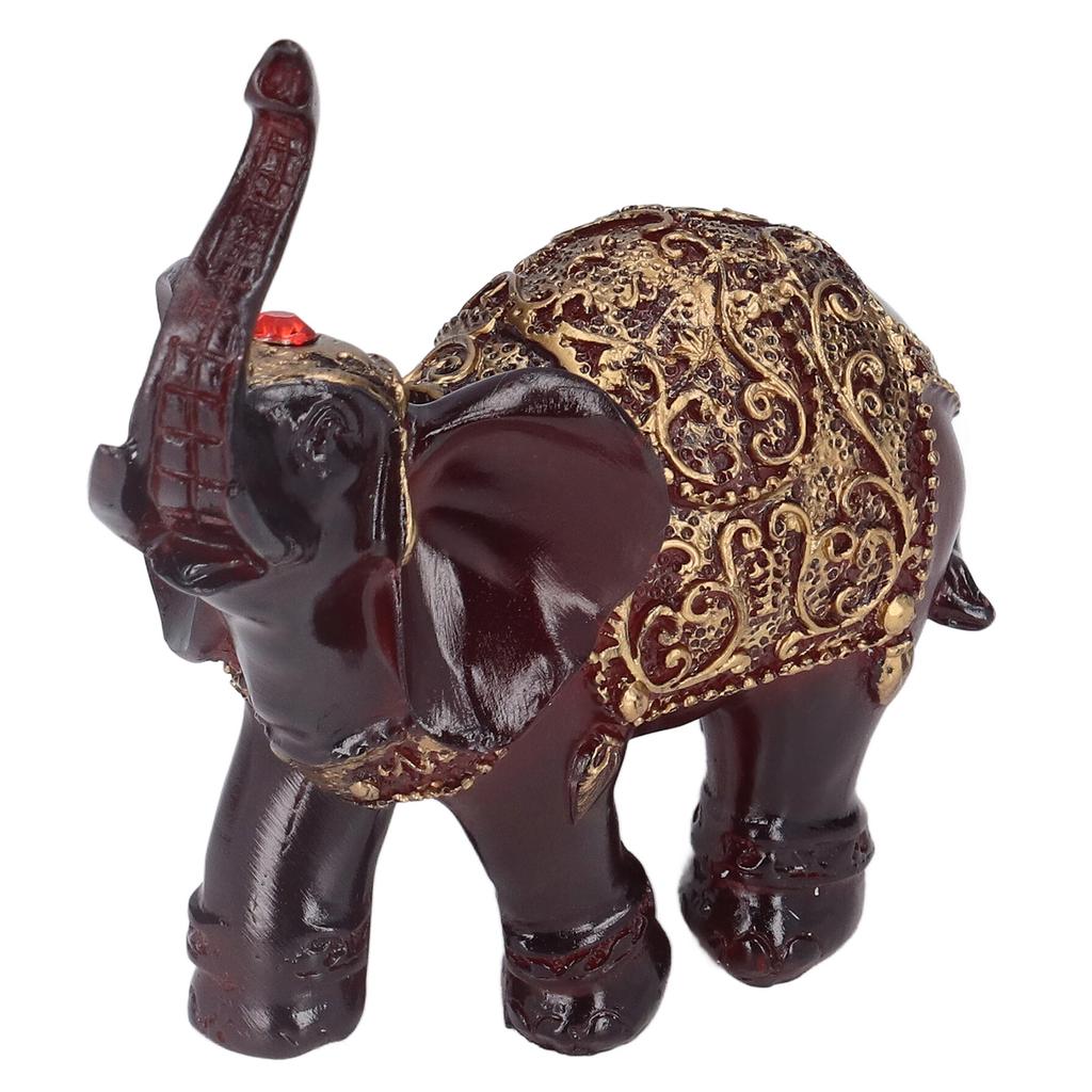 Elephant Figurines Durable Resin Delicate Texture Retro Style Symbolize Power Good Luck Prosperity