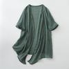 Ultra Thin Cotton Linen Loose Cardigan Women's Mid To Long Blouse Shawl Jacket Paired with Plus Size Sun Protection Shirt