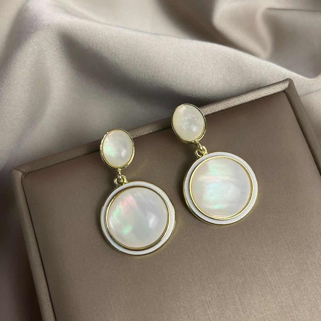 S925 silver needle opal stud earrings femininity geometric love premium earrings ins style Korean earrings collection