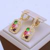 Multicolor Zircon Rectangular Drop Earrings for Women 2024 New Fashon Cubic Zirconia Earring Trendy Party Jewelry Accessories