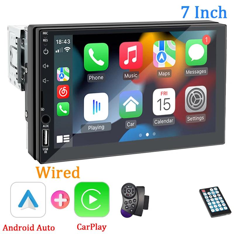 Car Radio 1 Din Carplay Android Auto Multimedia Player HD 7‘’ Touch Screen FM AUX Input Bluetooth MirrorLink Universal Autoradio