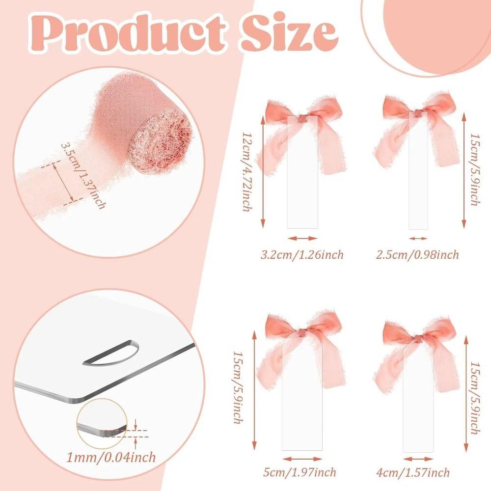 10Pcs New Acrylic Transparent Bookmark DIY Handmade Craft Table Seating Sign Blank with Ribbon Flower Label Book Accessories
