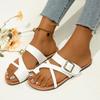 Women Sandals Outside Casual Beach Women Shoes Summer New Flats Flip Flop Sandals Walking Clip Toe Roman Buckle Ladies Slides