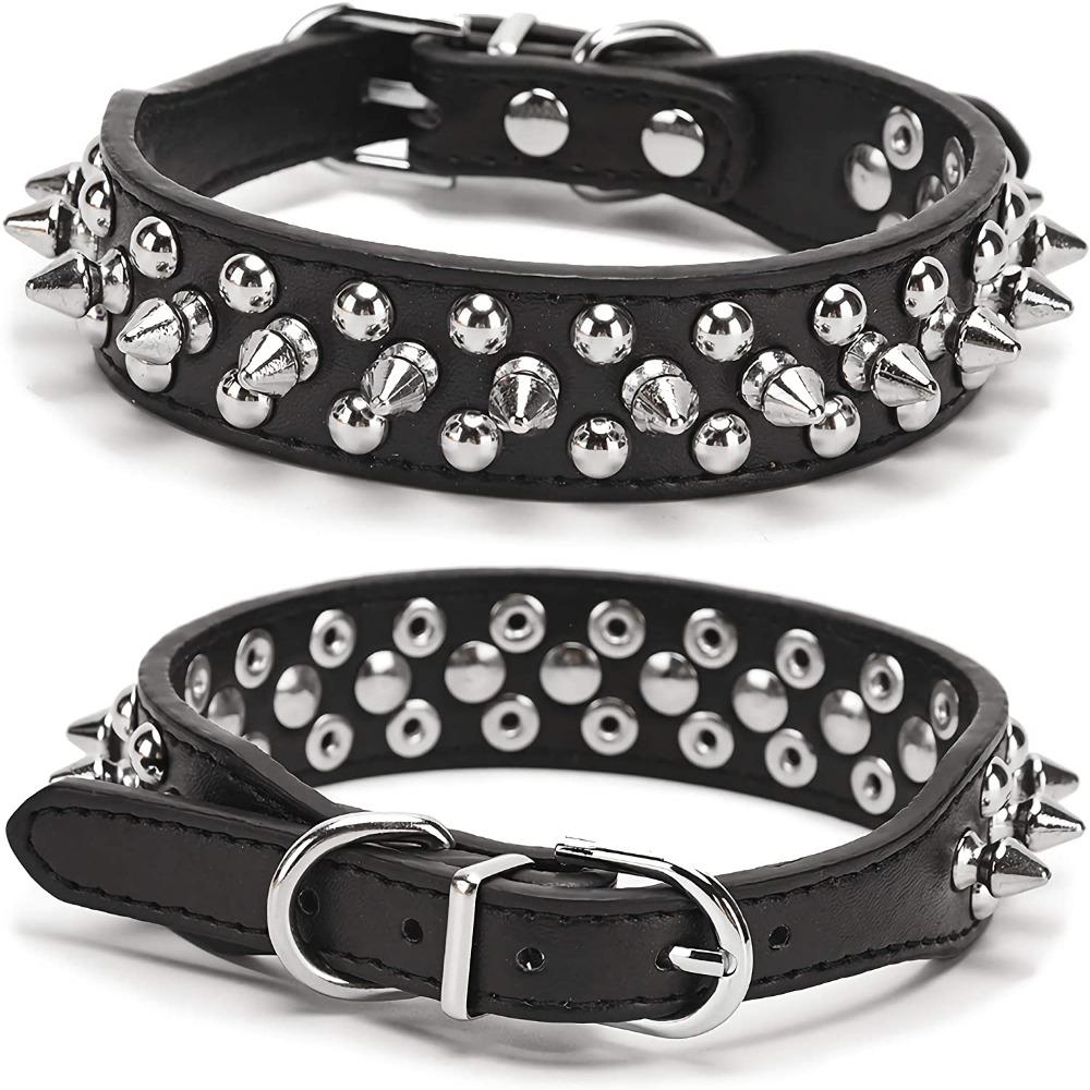 2023 Colorful Anti-bite with Rivet PU Leather Durable Dog Collar Cat Choker Pet Necklace Dog Chains