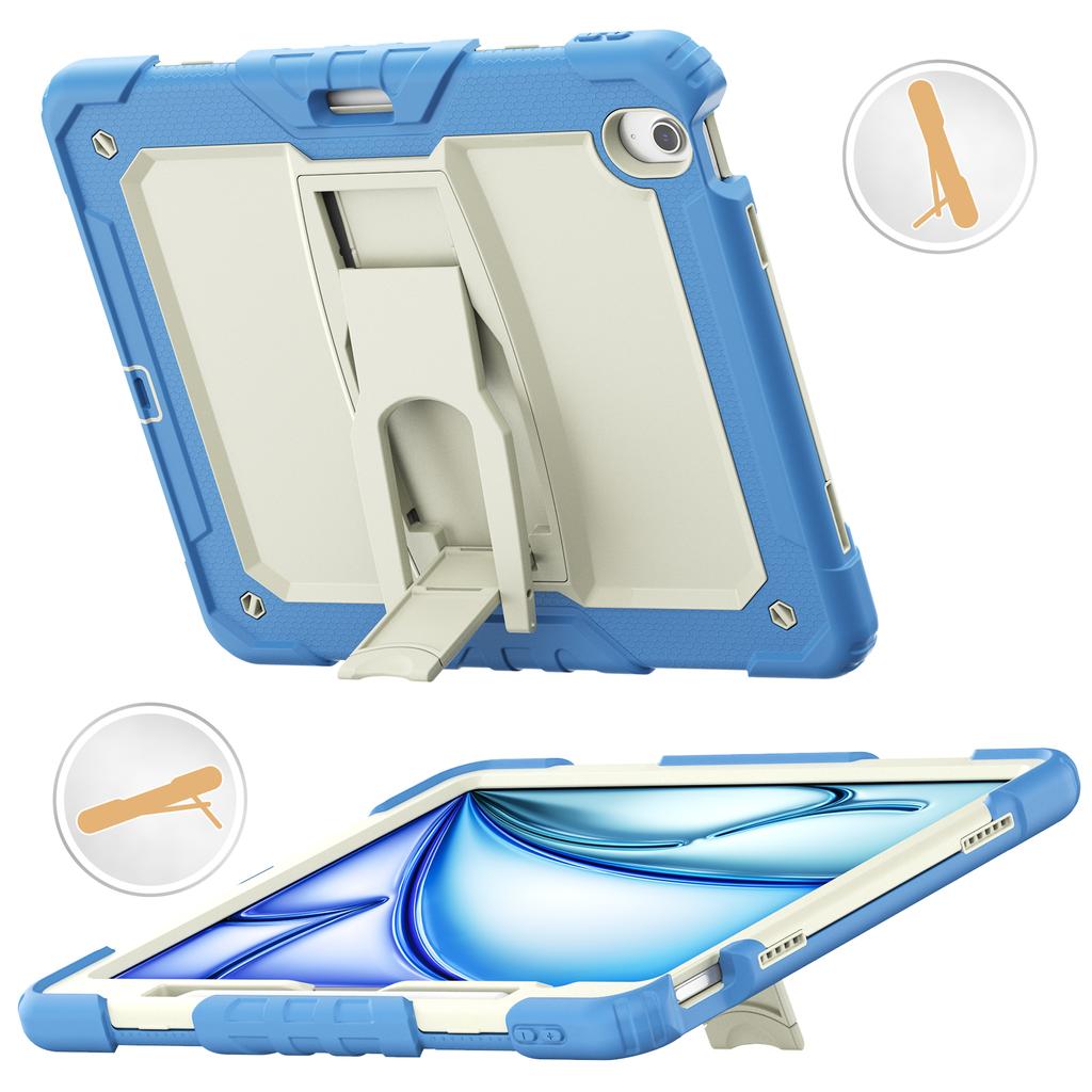 For iPad Air 13 (2025)/(2024) Case PC+Silicone Kickstand Pen Slot Tablet Cover with Shoulder Strap