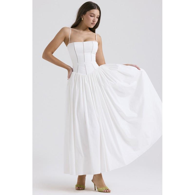 Elegant Gentle Floral Slip Dress Slim Fit A-Line V-Neck Long Women