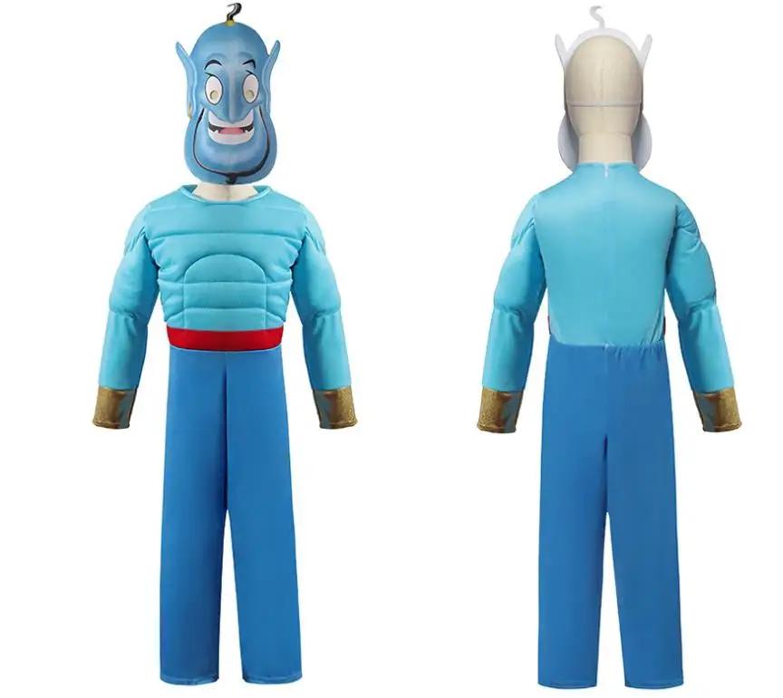 Male Kids Boys Aladdin Prince Cosplay Masquerade Children's Role-playing Prince Costume Blue Indian Arabian Muscle Costume