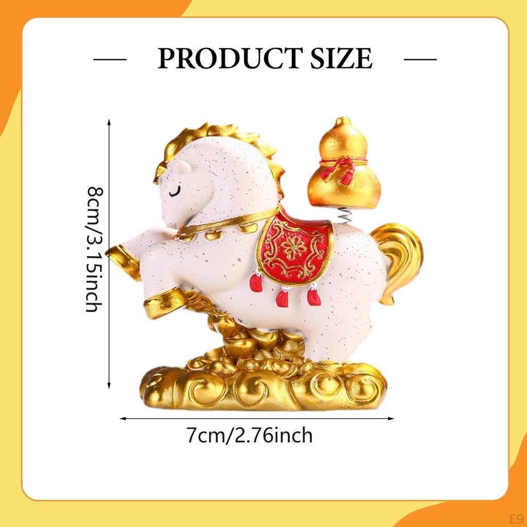 Фигурка лошади Китайский фэншуй Смола Подарок на новоселье Настольное украшение Скульптура животного