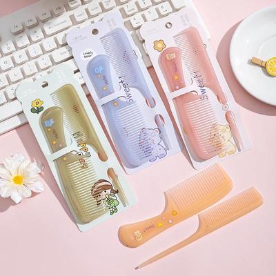Набор детских расчесок с мелкими зубьями Jelly Color Cartoon Print - портативная укладка волос с расческой с острым хвостиком