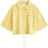 Embroidered Letter Drawstring Hem Polo Short Sleeve Sweatshirt Women Sweatshirt Jasmine-Yellow ZW02480