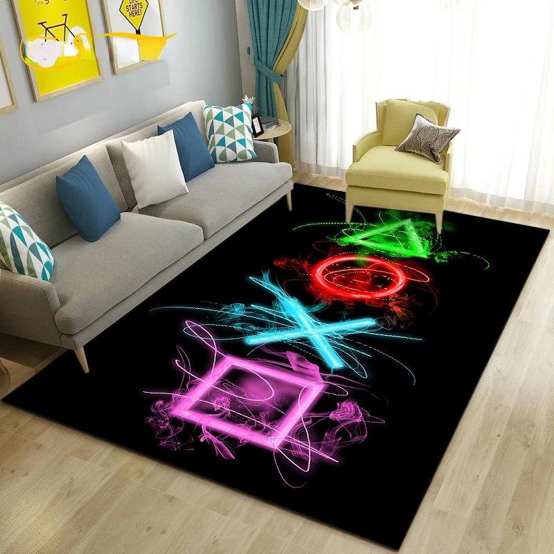 Cartoon Gamer Game Controller Carpet For Living Room Non Slip Parlour Sofa Large Area Rug Bedroom Kid Play Room Floor Mat