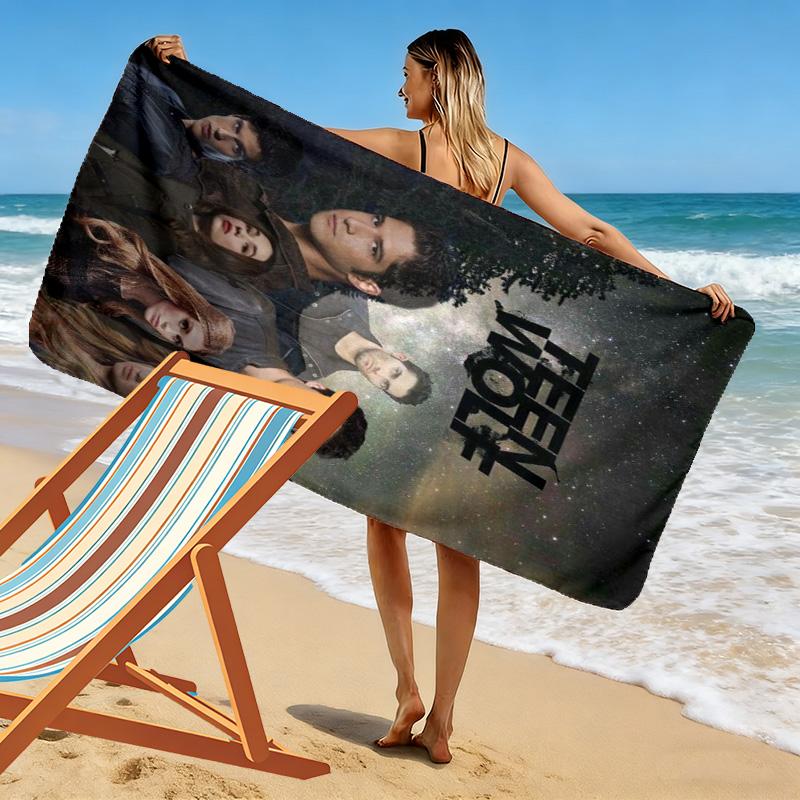 Teen Wolf Print Beach Towel, Large Soft Quick Dry Towel for Beach Camping Swimming
