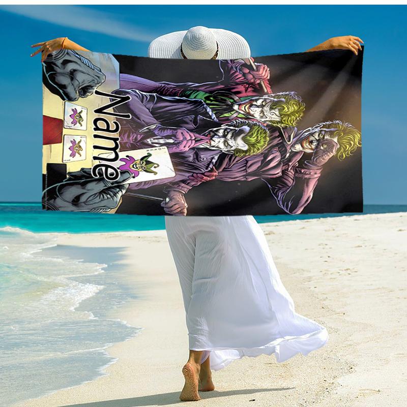 Personalized customized proof beach towel with Joker pattern - soft, absorbent,quick-drying,perfect swimming,camping&bathing