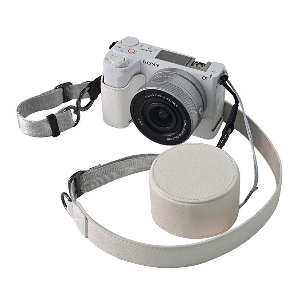 Сумка для камеры ZVE10II с отпечатком ладони, чехол из ПУ кожи на половину корпуса для Sony ZVE10 Mark II ZVE10M2 ZVE10II 16-50mm с крышкой для объектива