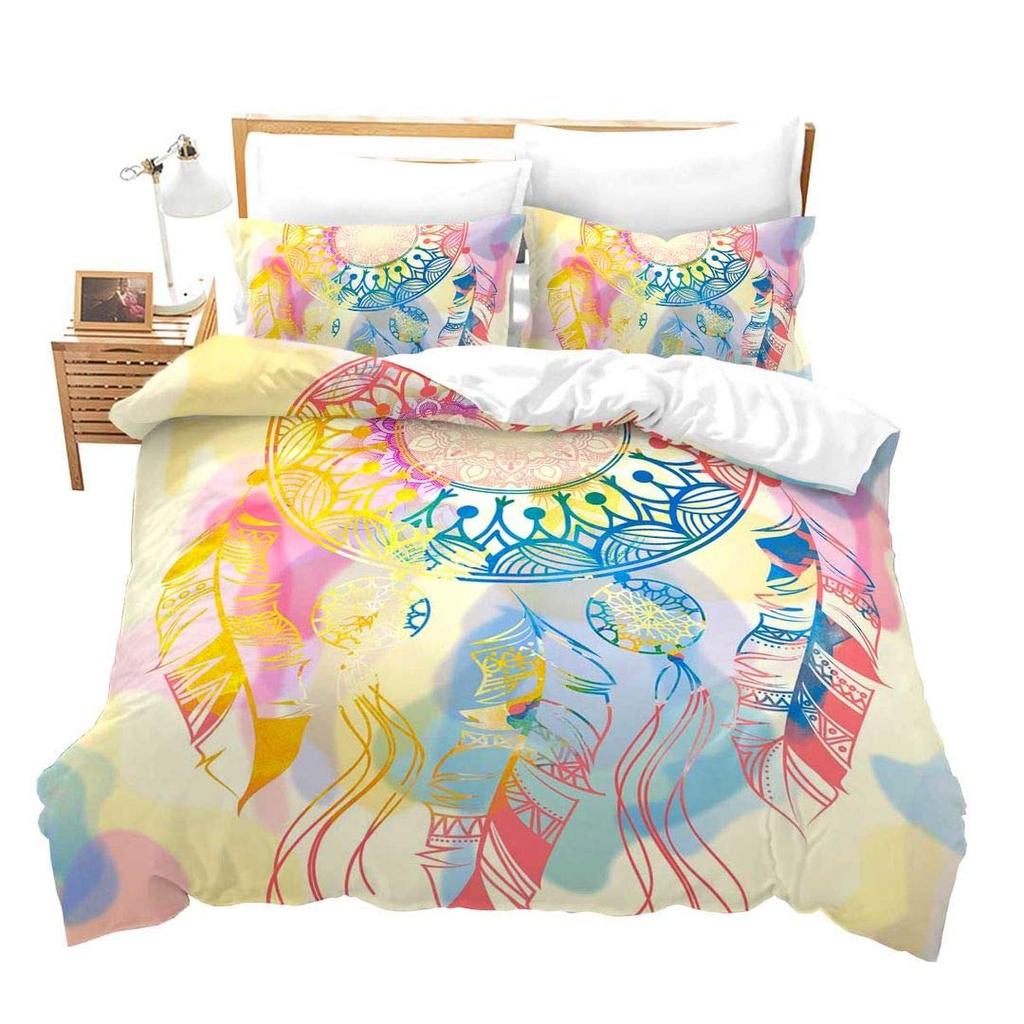 Cartoon Dreamcatcher Duvet Cover Collection Single King Feather Bedding Collection Microfiber Bohemian Comforter Cover For Girls Women Room