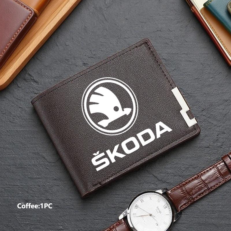 TTJJ2 Men Wallet ID Credit Card Holder License Bag Gift Accessories For Skoda S Kodiaq Octavia 2 3 Yeti Karoq Rapid Fabia VII VRS