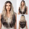 Ombre Brown Lace Front Wigs Long Blonde Wavy Synthetic Wig 13*1 Lace Frontal Hair Natural Hairline Heat Resistant Wig