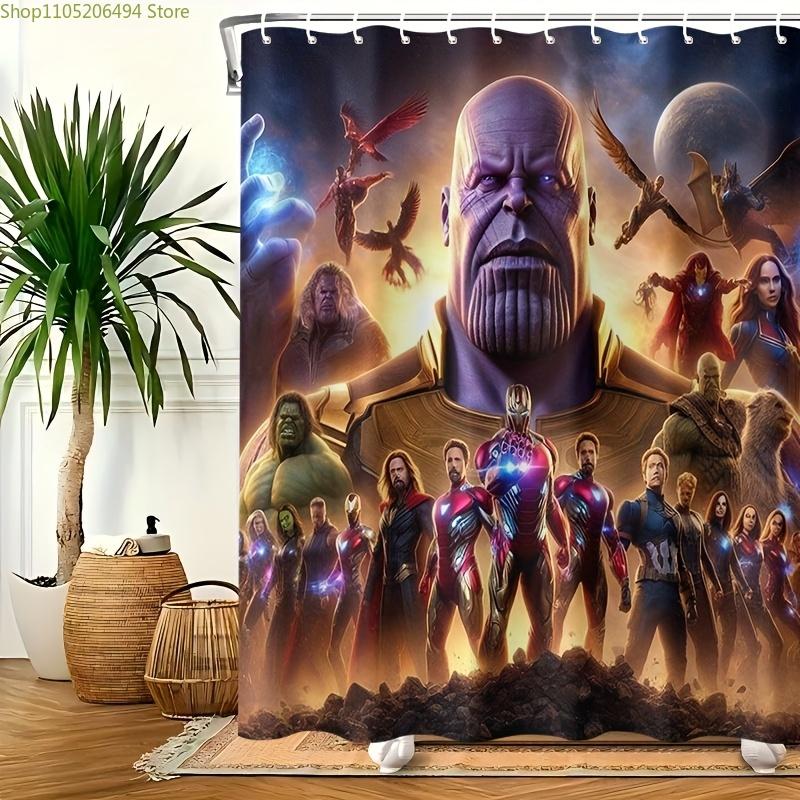 Шторка для душа MARVEL Мстители, Полиэстер, Декор для ванной комнаты, Современный дизайн, Можно стирать в машине, Крючки в комплекте, Аксессуар для праздничного сезона