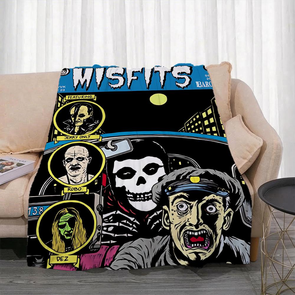 Band M-Misfits Throw Lightweight 240g Flannel Blanket Soft Skin-friendly for Summer Cooling