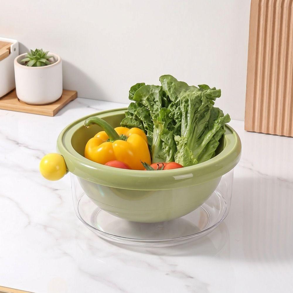 Food Grade Double-Layer Drain Basket Thickened Kitchen Storage Baskets Berry Cleaning