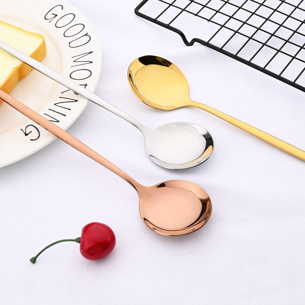6 шт. красочная столовая посуда, набор ложек, зеркало с длинной ручкой, ложка из нержавеющей стали, столовые приборы, посуда, кухонные аксессуары