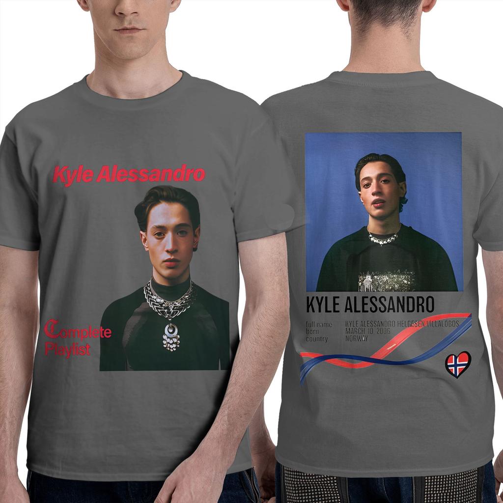 Kyle Alessandro Men's T Shirts Song Contest 2025 Vintage Tees Short Sleeve Crewneck T-Shirts Cotton Gift Tops