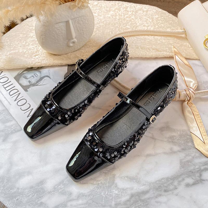 Туфли Мэри Джейн из серебристой кожи в стиле пэчворк, женские балетки с ремешком на щиколотке, блестящие мокасины, женские блестящие туфли