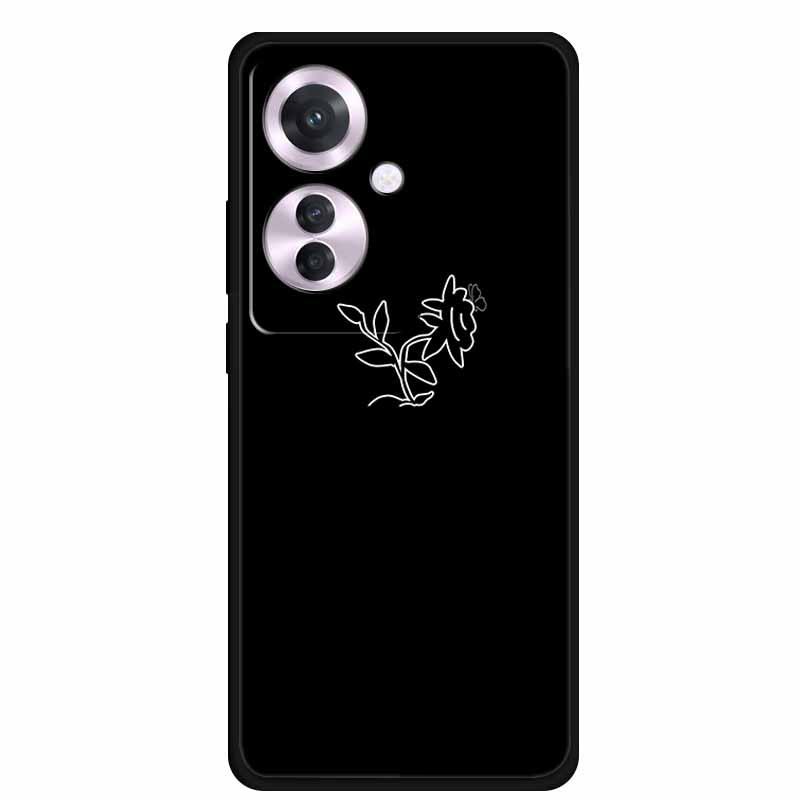 Черный мягкий чехол из ТПУ для Reno 11F F25 Pro 5G, простой дизайн с линиями