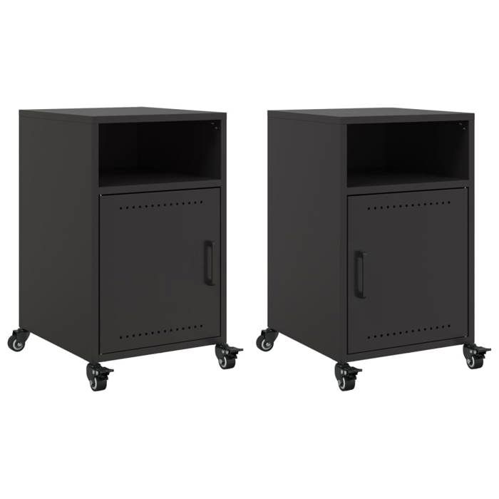 VidaXL Tables de chevet 2 pcs noir 36x39x59 cm acier, armoire, meubles de chambre à coucher, support de téléphone, armoire 846717