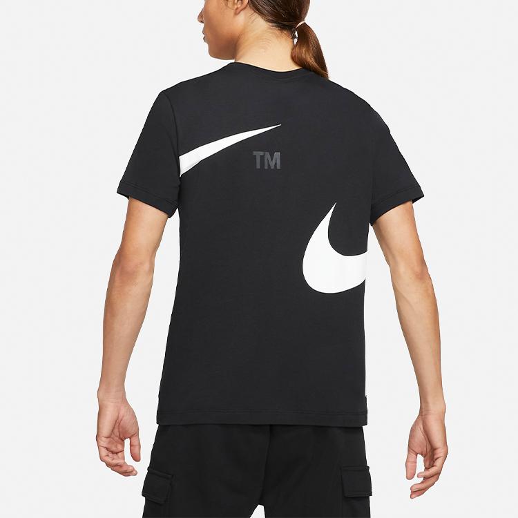 Nike Спортивная футболка с логотипом Double Swoosh с круглым вырезом, мужские топы, черные DD3350-010