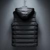 Мужской зимний хлопковый жилет с мягкой подкладкой, толстый теплый без рукавов, с капюшоном, карманами на шнурке, ветрозащитный мягкий теплый мужской однотонный мужской жилет