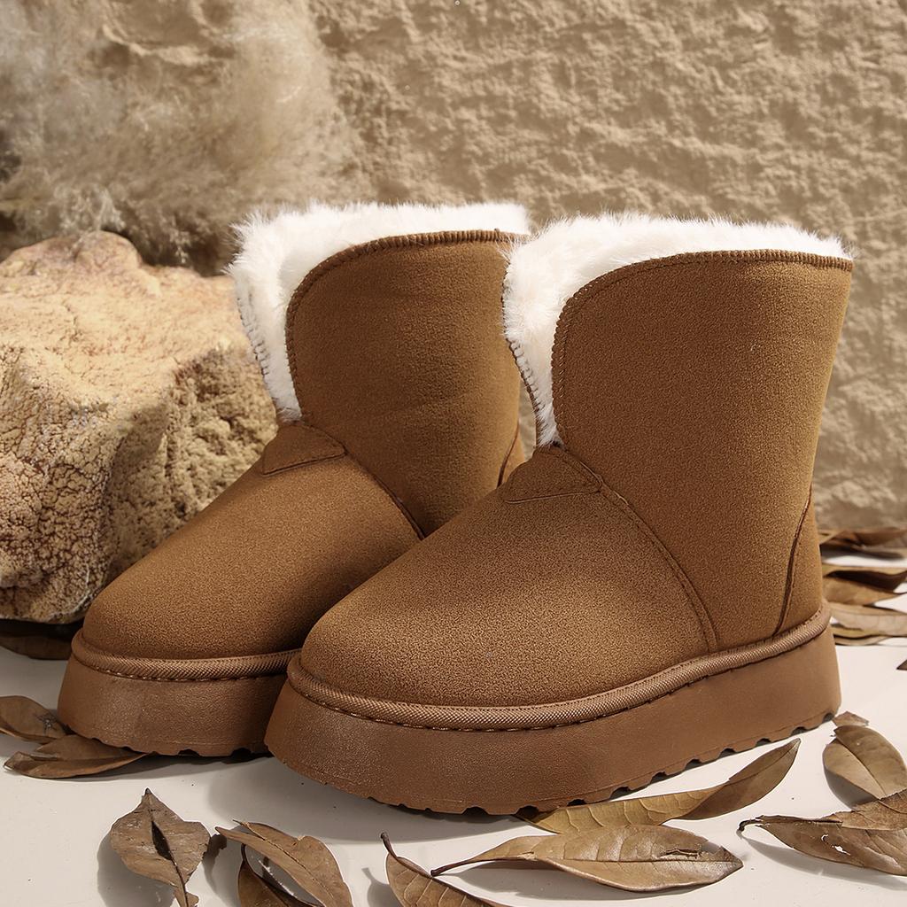 Женские короткие зимние ботинки на толстой подошве 2025 Осень/Зима Новое поступление Двусторонние Носимые Утепленная флисовая подкладка Теплые Слипоны Женские хлопковые ботинки