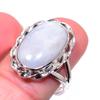 Natural Rainbow Moon Stone Gemstone 925 Solid Sterling Silver Ring Size 10 F0m89