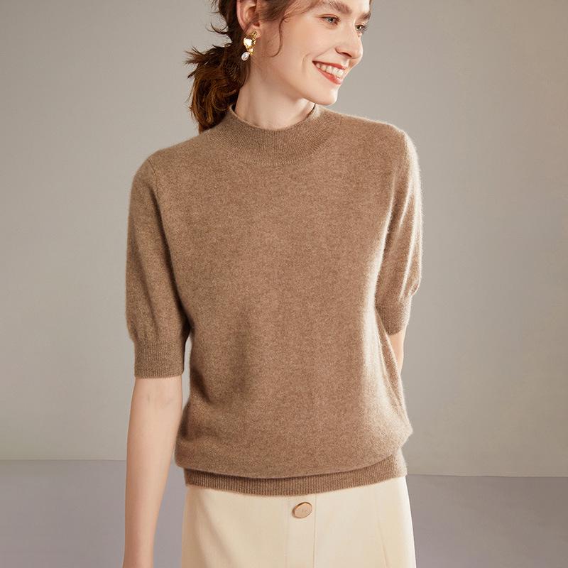 Lekasha Women's 100% Pure Cashmere Half-High Collar Sweater for Autumn and Winter