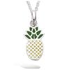 [P8030] - Silver Pendant 'Pineapple' Yellow Green Silver (rhodium-plated) - 12x7 Mm