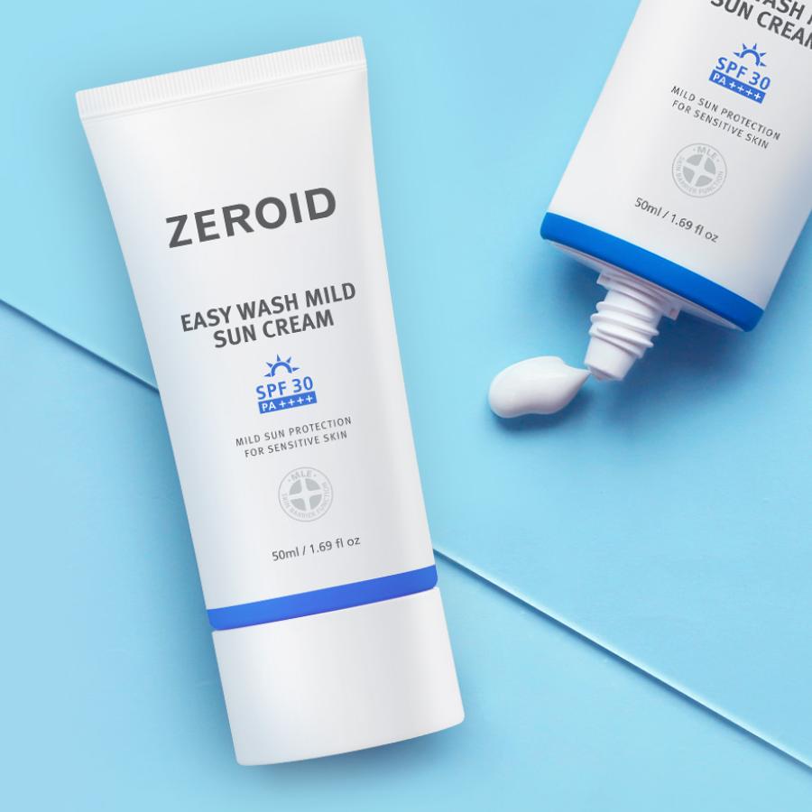 ZEROID Мягкий солнцезащитный крем Easywash 50 мл, мягкий ежедневный солнцезащитный крем для чувствительной кожи SPF30 PA++++