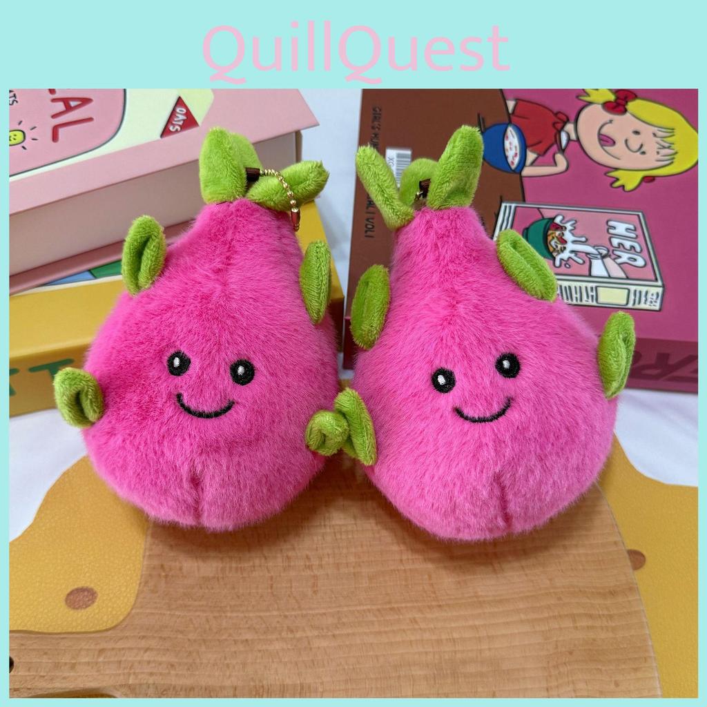 Cute Dragon Fruit Plush Pendant With Chain For Bag Decor And Gifts