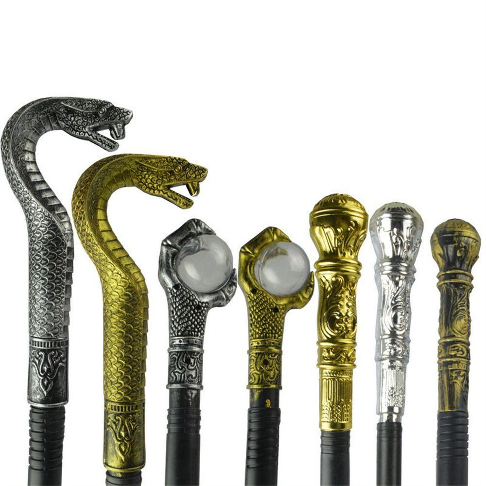 Royal King Costumes Walking Cane Claw Ball King's Scepter Halloween Walking Stick Snake Head Round Handle Halloween Wand