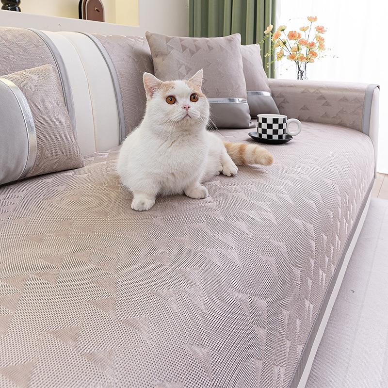 Summer Sofa Cushion New Ice Silk Cool Sofa Seat Cushion Fixed Non-Slip Cold Sofa Cover Cloth Towel