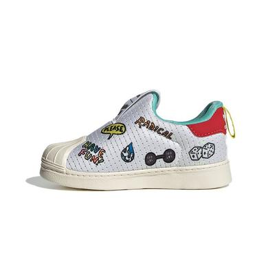 Aaron Kai x Superstar 360 Primeblue Детские кроссовки в стиле поп-арт с волнами Белая обувь-Белый Ярко-зеленый FX4926