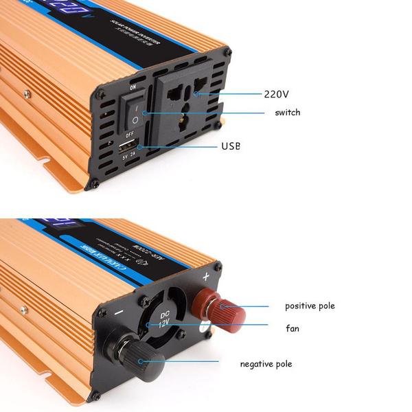 500 Вт 1200 Вт светодиодный инвертор солнечной энергии постоянного тока 12/24/48/60 В в переменный ток 220 В модифицированный преобразователь синусоиды автомобильный адаптер питания трансформатор