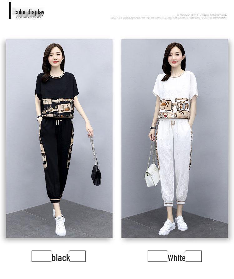 Chic Summer 2022 Women's Slimming Jogger Set - Stylish Age-Reducing Two-Piece Casual Outfit
