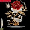 2D Flat Rose Swan & Butterfly Acrylic Desk Decor Plaque, Golden Leaves & White Swans, Suitable for Wall Decoration, Porch, Room, Villa, Accents Home,