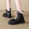 Женские ботильоны модные черные кожаные новые модные панк-обувь женские элегантные ботильоны со шнуровкой и круглым носком Botas De Mujer 2024