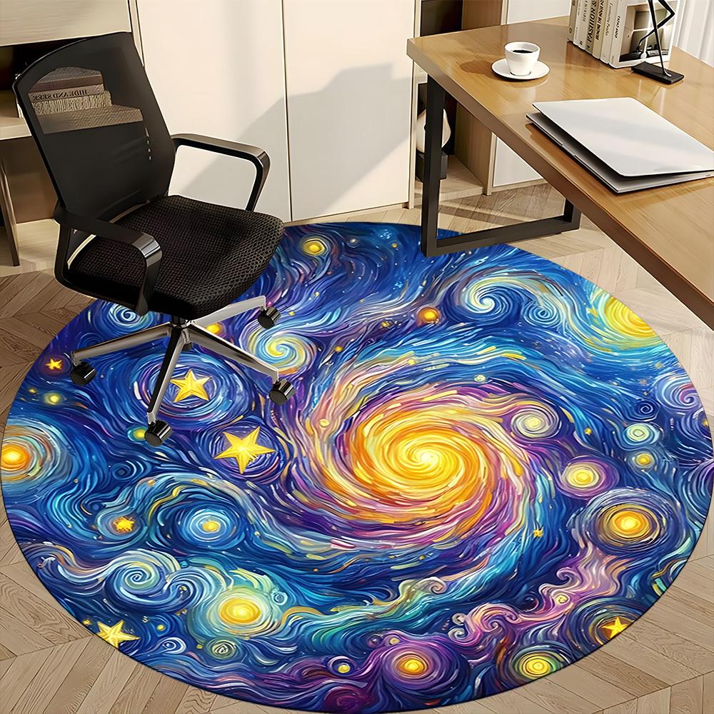 1PC Galaxy Swirl Office Round Area Rug,  Mat Suitable ForOffice, Under Office Chairs Bedroom Living Room Home Decor, Room Deco