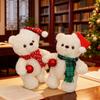 Plush Bear Toy With Scarf And Hat Decor For Kids Christmas Gift And Birthday Present