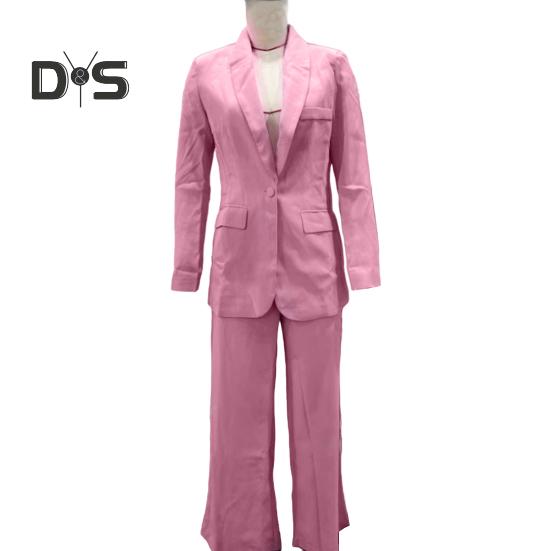 2 шт./компл. женский офисный наряд с лацканами, длинный рукав, одна пуговица, пиджак, высокая талия, длинные брюки, комплект деловой рабочей одежды