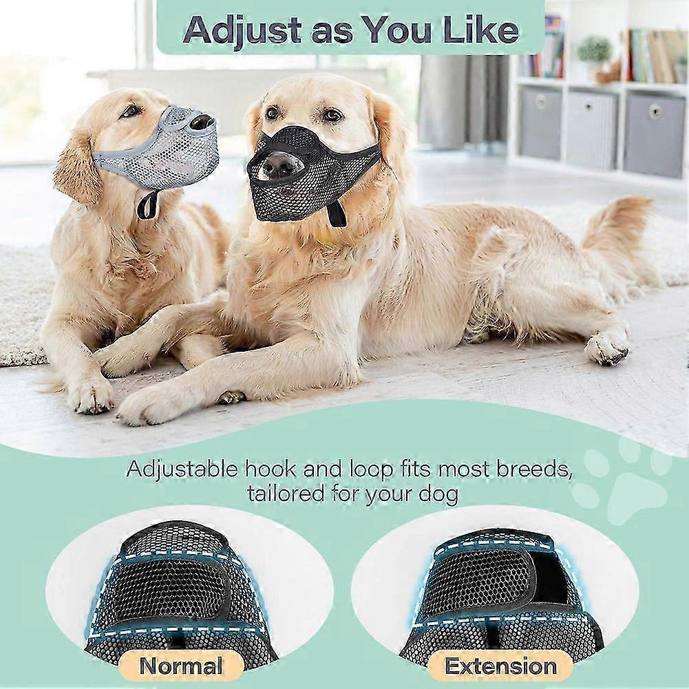 Breathable Mesh Dog Muzzle Anti-Bite Strap Dog Mouth Cage Scavenging Prevention Long Mouth Pet Mouth Mask Gray,L