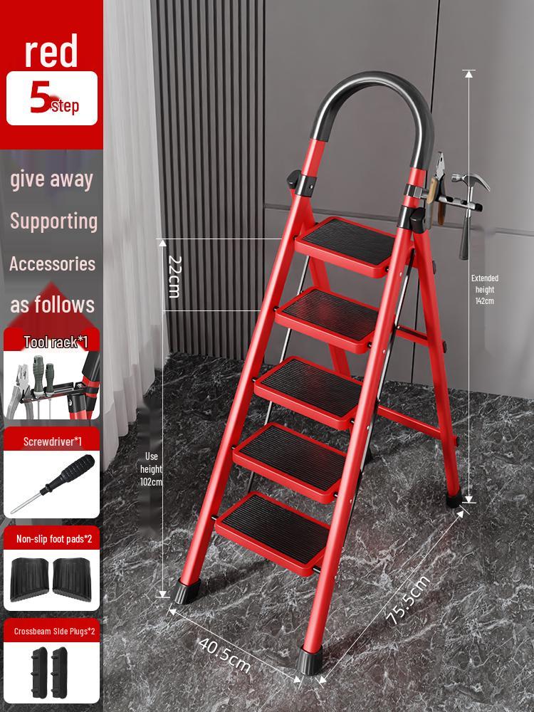 Compact Folding Multi-Functional Telescopic 4-Step A-Frame Ladder